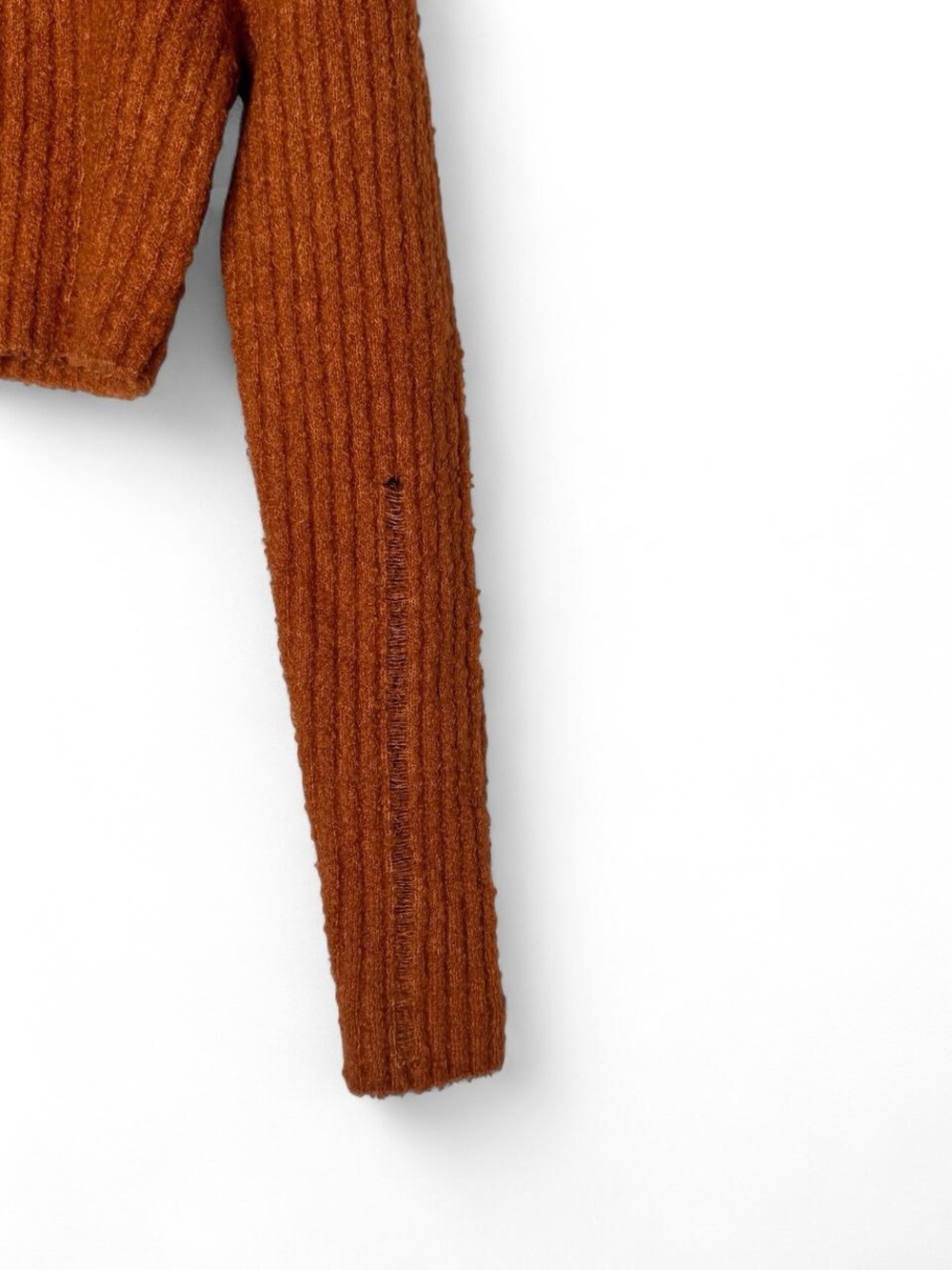 Cropped Ribbed Mock-Neck Sweater - Rust - Picture 5 of 8